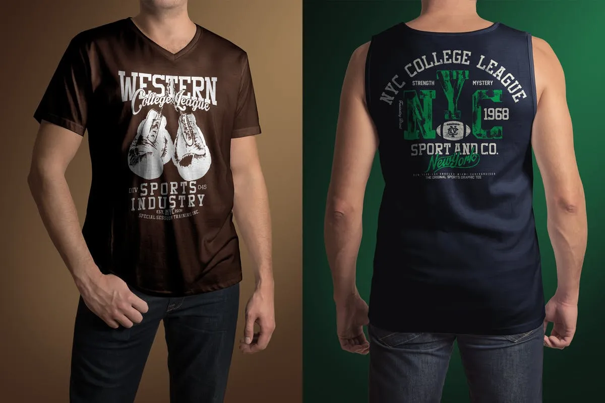 男模特夏季印花T恤服装样机 T-Shirt Mockup Male Model插图