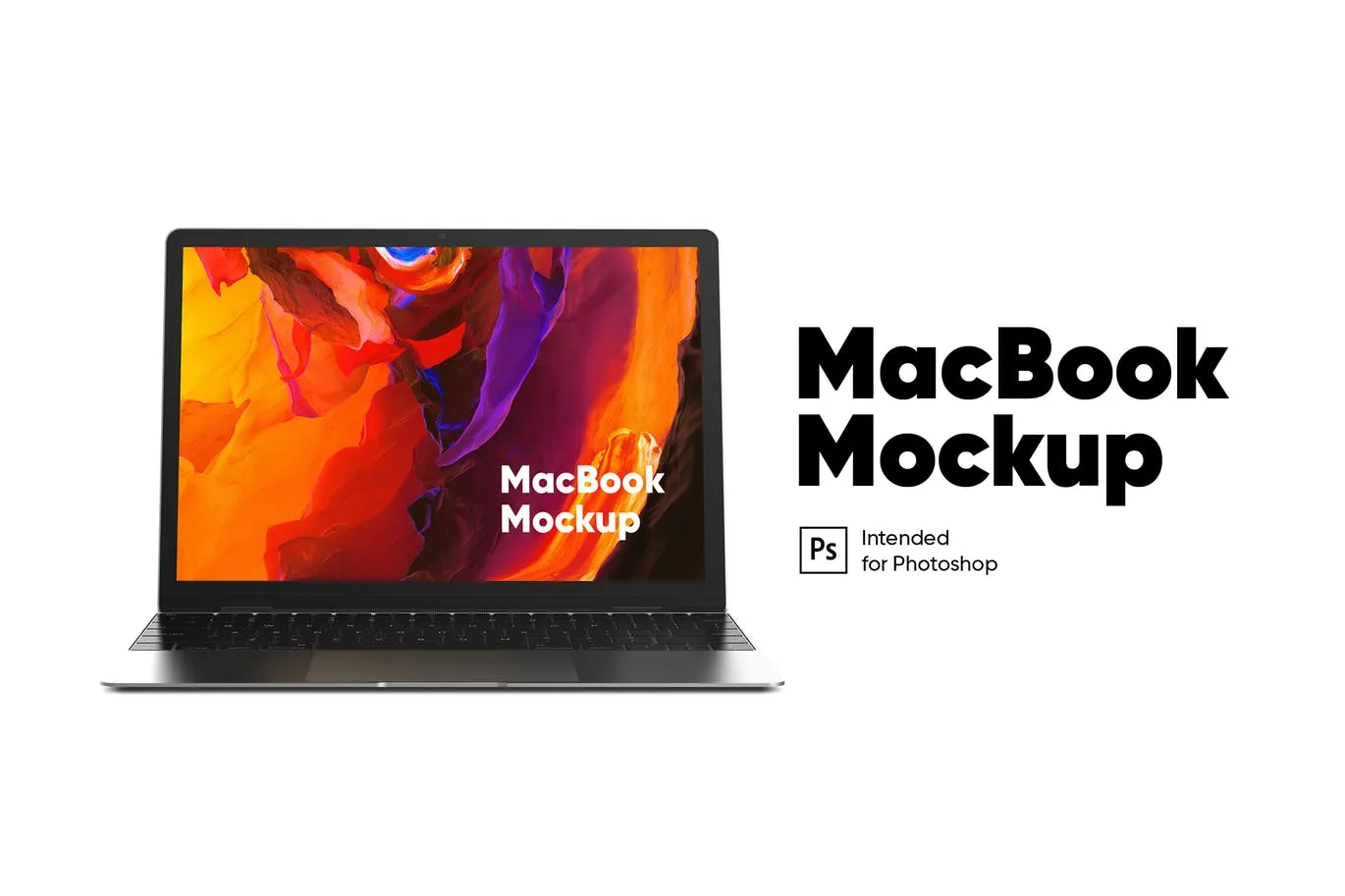 Macbook笔记本电脑屏幕演示前视图像素设计精选样机模板 MacBook Mockup front view