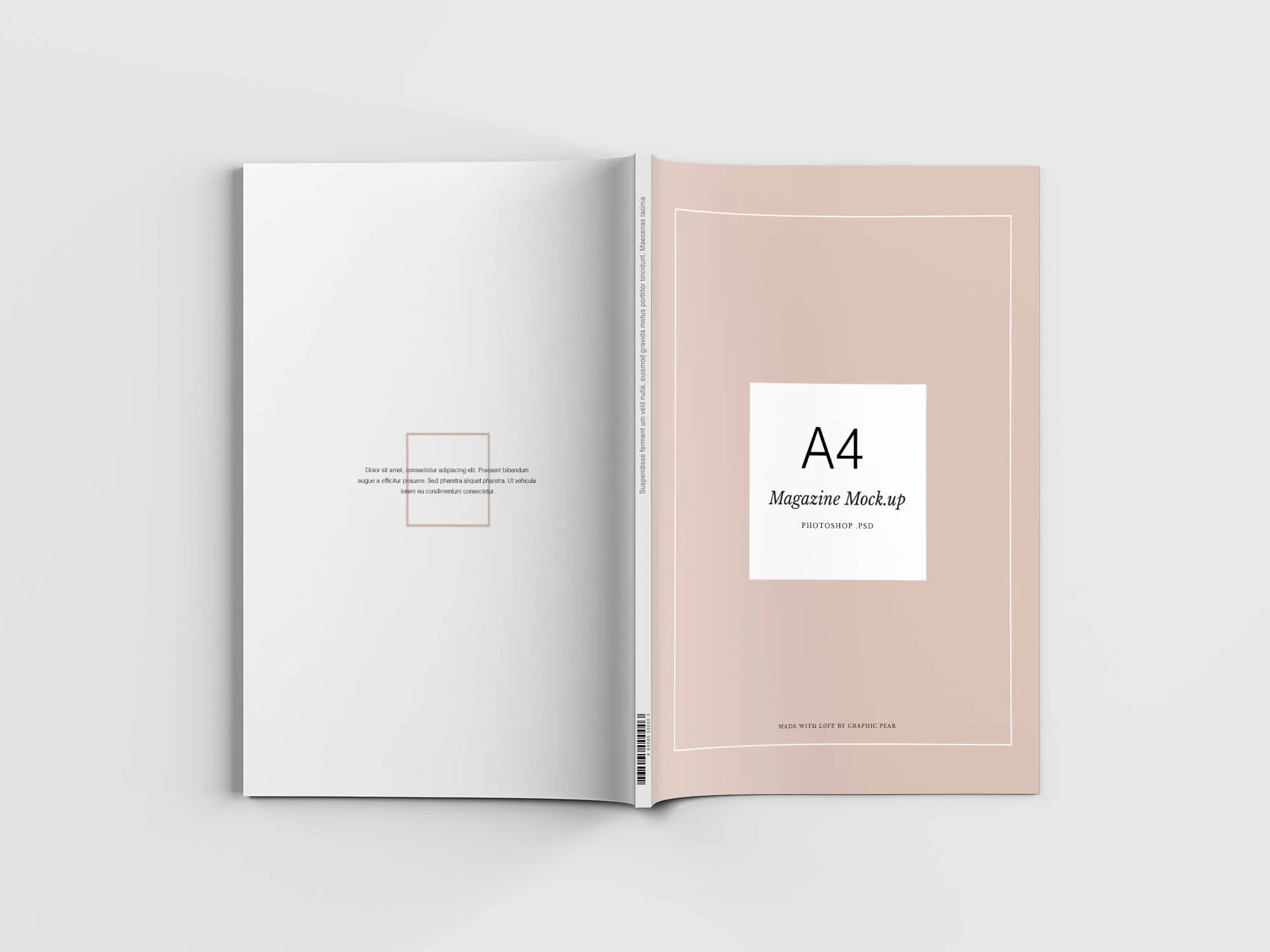 时尚高端简约逼真质感的A4尺寸宣传册画册房地产楼书杂志两折页设计VI样机展示模型mockups插图(1)