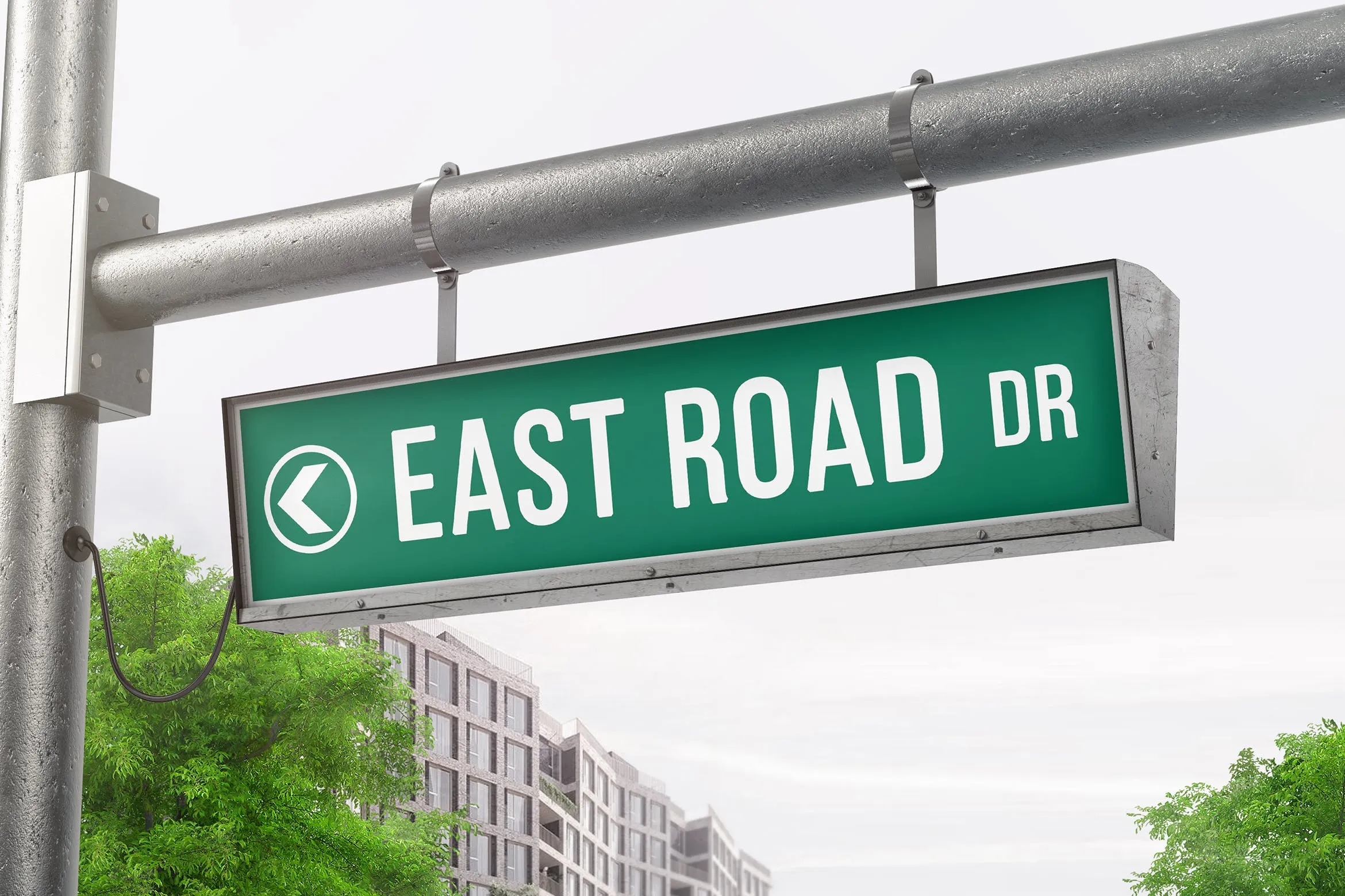 街道悬挂标志设计效果图样机素材库精选 Hanging Street Sign Mockup插图