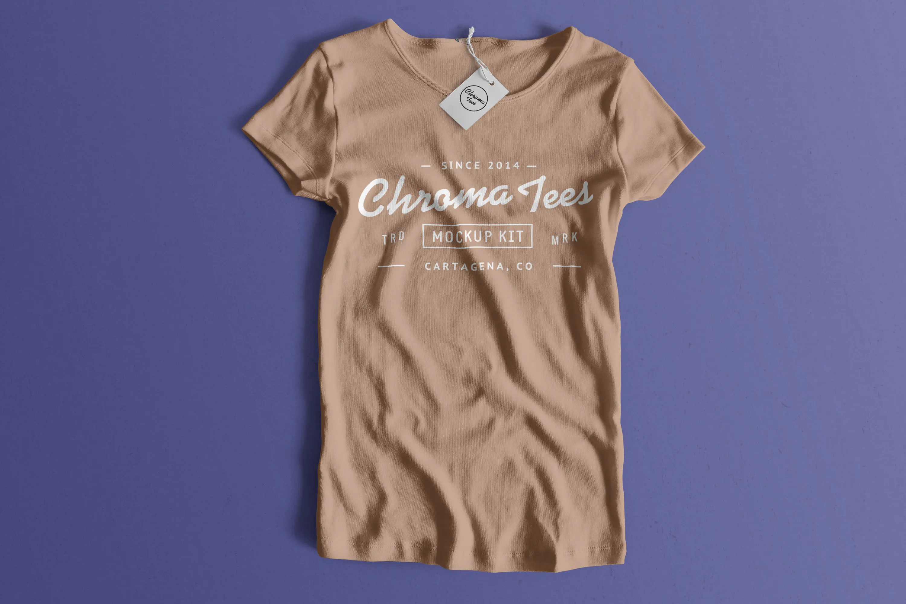 女士T恤服装设计平铺前视图样机模板01 Woman Front T-Shirt Mockup 01插图