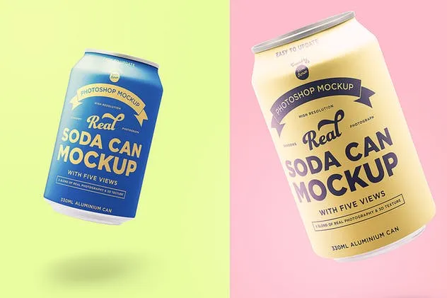 苏打水/碳酸饮料易拉罐样机 Soda can mockup插图(3)