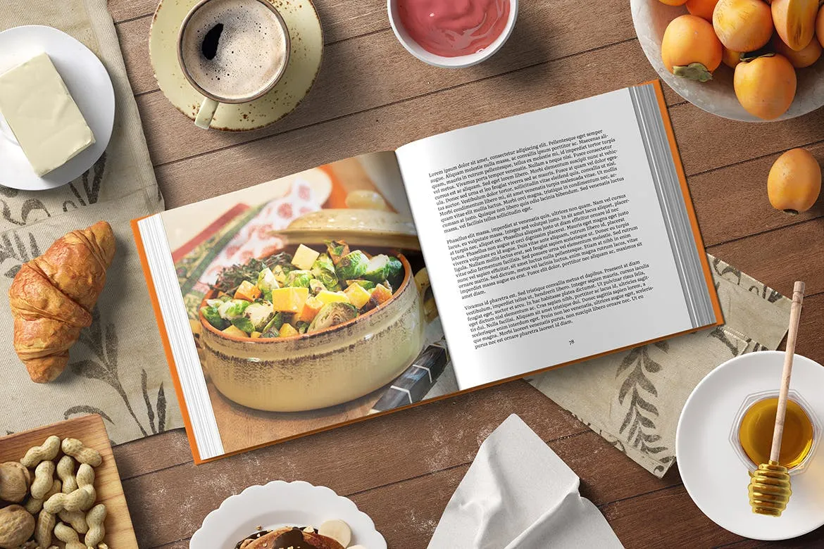 时尚高端的正方形的品牌手册画册楼书杂志菜谱设计书籍装帧VI样机展示模型mockups插图(7)