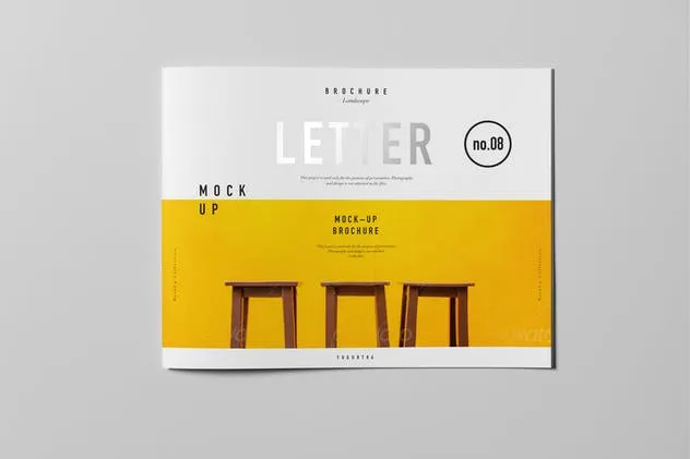 水平视觉画册样机模板 US Letter Horizontal Brochure Mock-up插图(7)