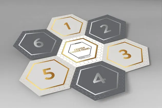 六角形折叠式小册子样机 Hexagon Fold Out Style Brochure插图(2)