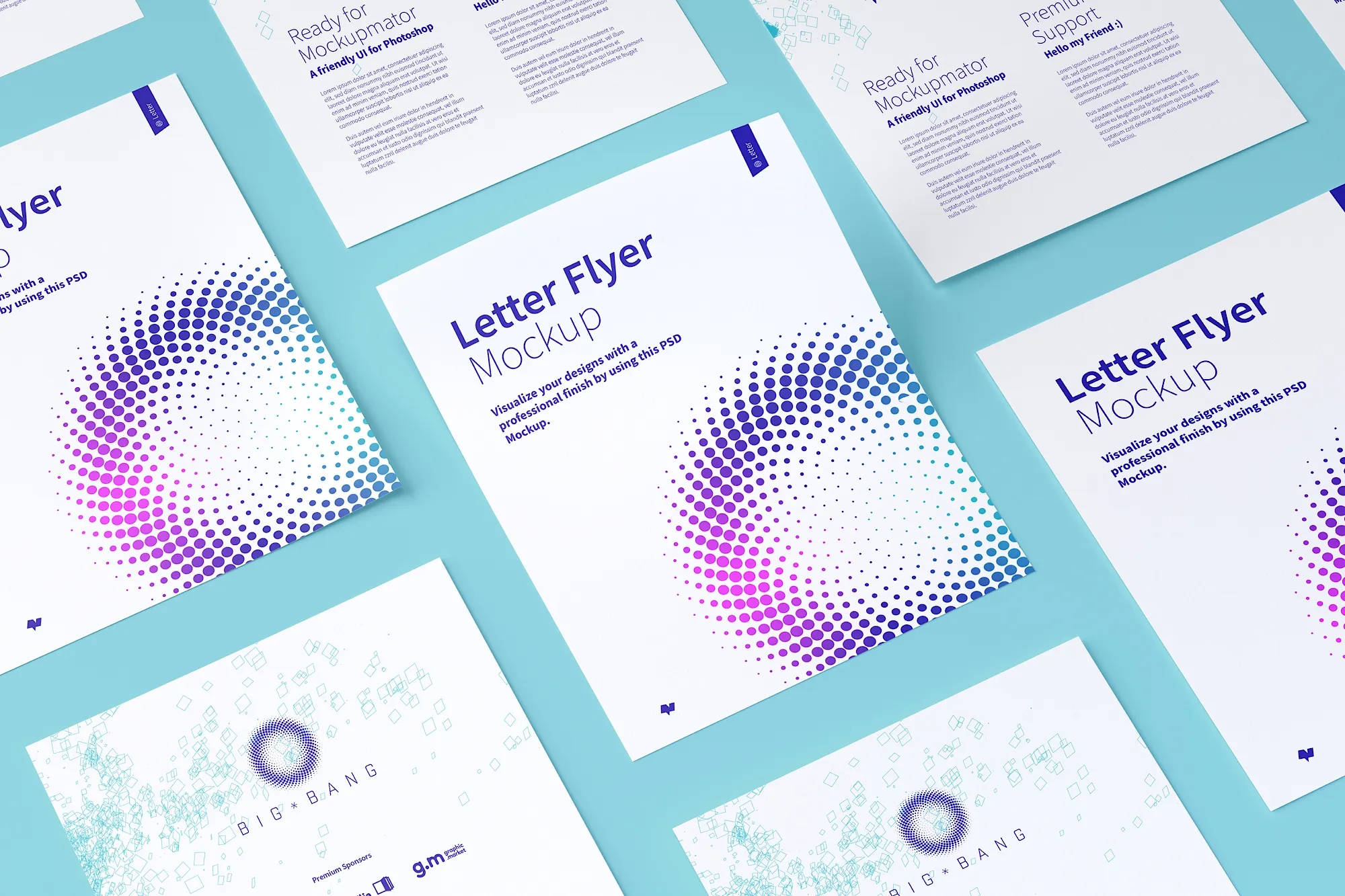 信纸规格传单设计等距样机模板02 Letter Flyer Mockup 02插图(3)