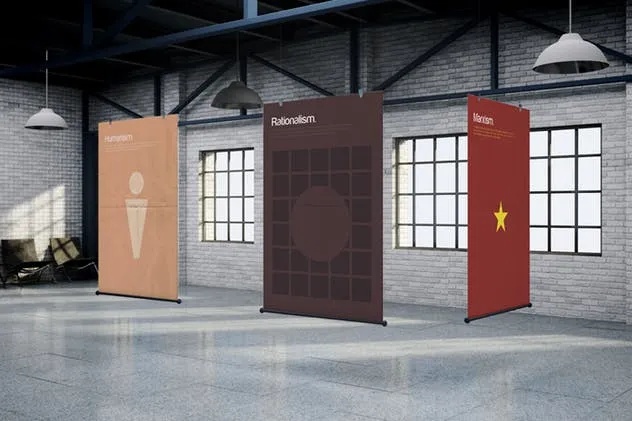 布料质地卷轴广告海报样机模板 The Fabric MockUp插图(2)