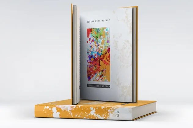 方形精装图书封面效果图样机素材库精选 Square Book Mock-Up插图(3)