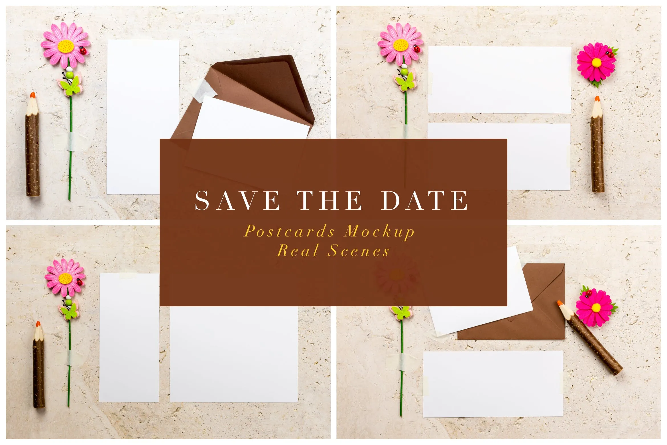 纪念日贺卡设计效果图样机像素设计精选 Save The Date Postcards Mockup