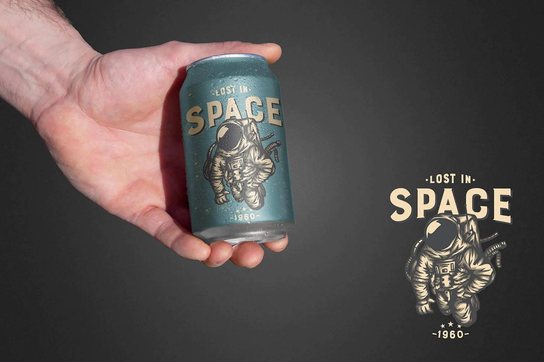 手持啤酒易拉罐外观设计效果图素材库精选 Clean Hand Beer Can Mockup插图(1)