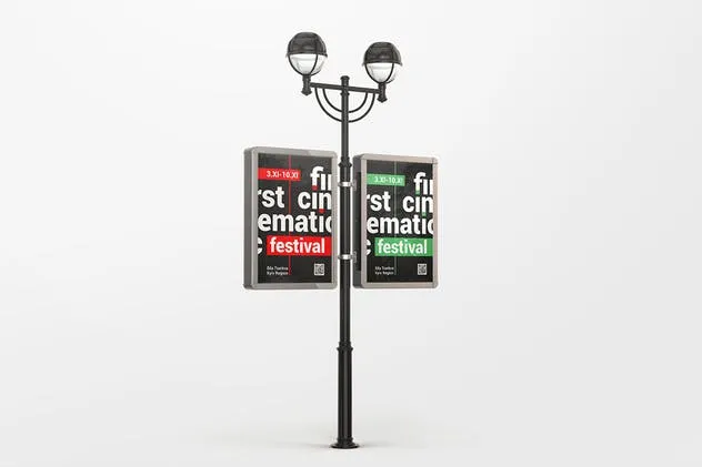城市灯柱海报广告牌样机 Lamp Post Advertising Mockup插图(6)