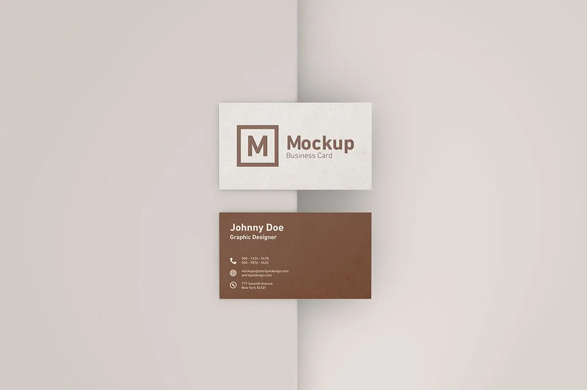 高端企业商务名片设计效果图样机模板 Elegant Business Card Mockup插图(1)