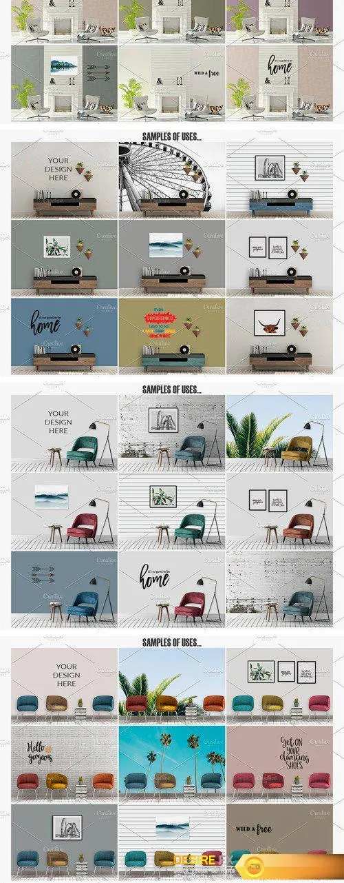 高品质的房间墙面和框架展示样机 Room Mockup Wall and Frame Bundle [psd] 1.16 GB插图(3)