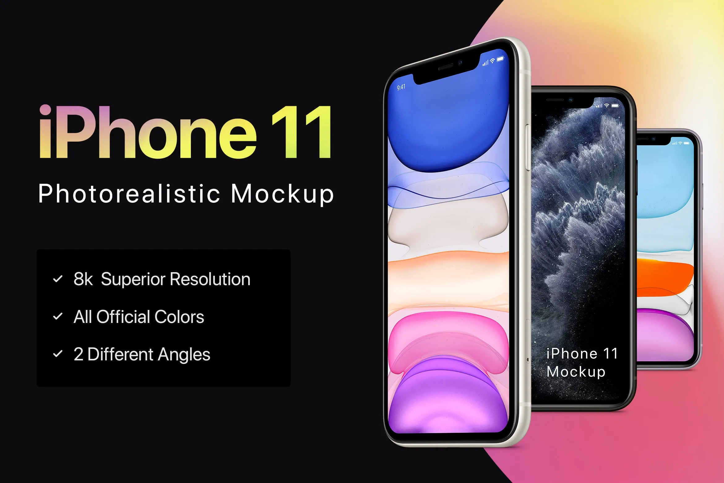 8K超高清分辨率iPhone 11手机样机模板 iPhone 11 Mockup