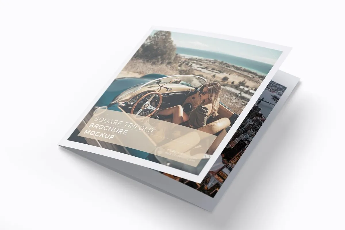 时尚方形三折页宣传册样机