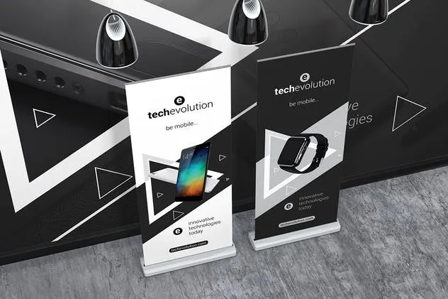 易拉宝Banner广告设计展示样机 Roll Up Banner Stand Mockup插图(2)