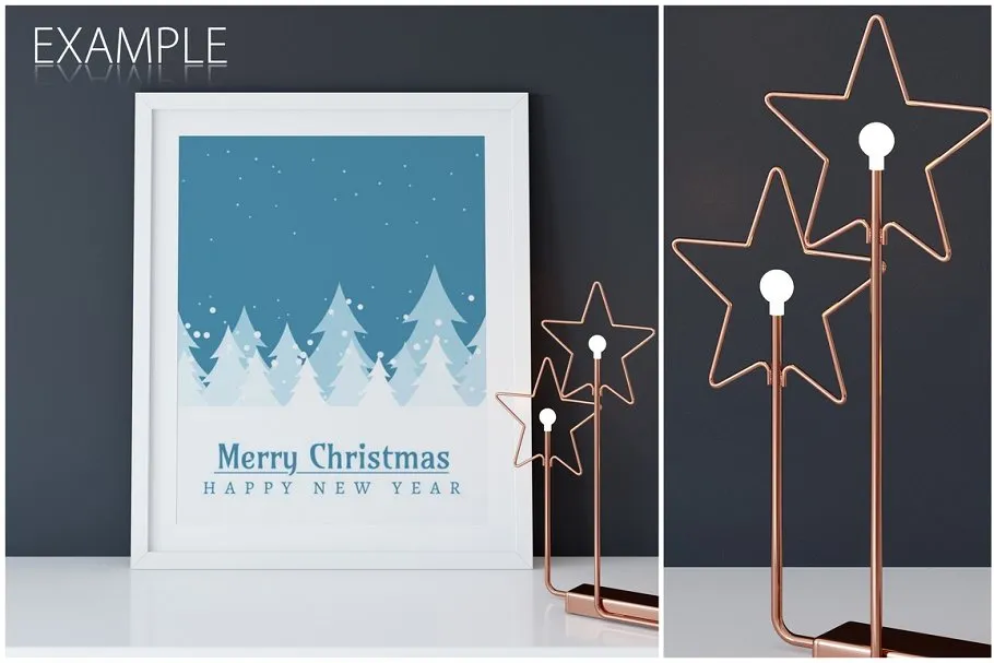 圣诞主题画框相框样机 Christmas Interiors Frame Mockup插图(12)