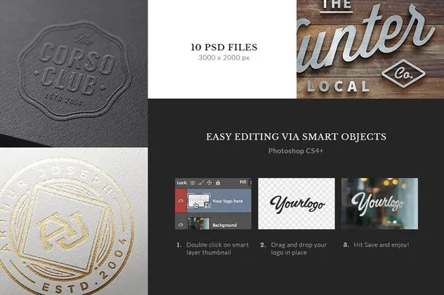 10款品牌Logo/店招/徽章设计效果展示图素材库精选模板v1 10 Logo/Badge Mock-Ups Vol.1插图(4)