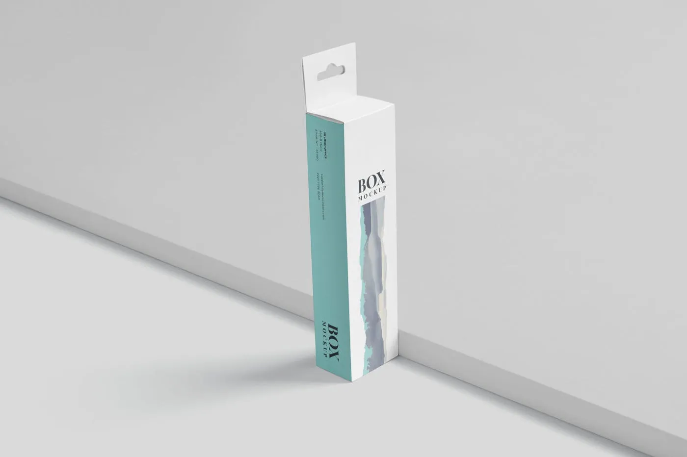 超薄矩形长条包装盒外观设计效果图素材库精选 Box Mockup PSDs – High Slim Rectangle Size Hanger插图(2)