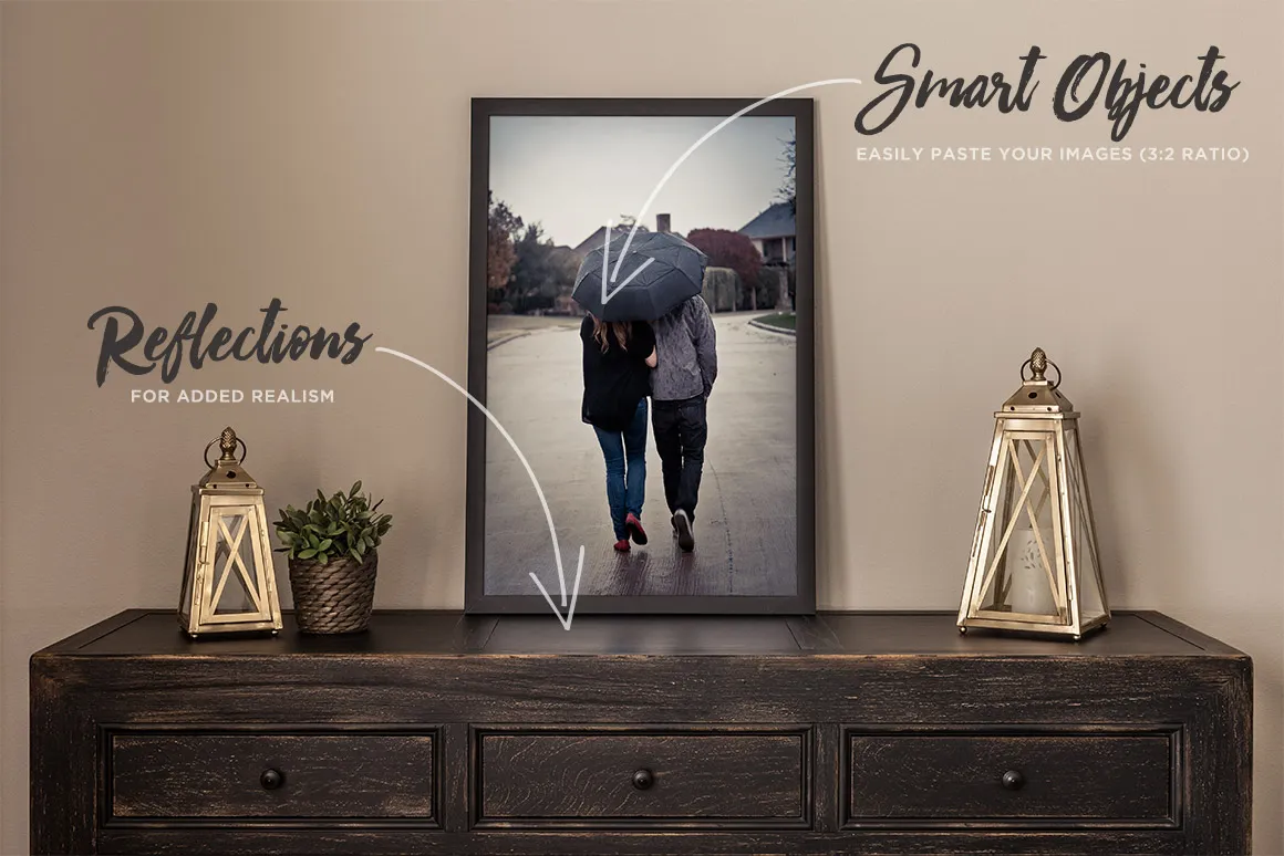 垂直照片和海报设计 Mokups 模版-Vertical Photo & Poster Mockup 1插图(2)