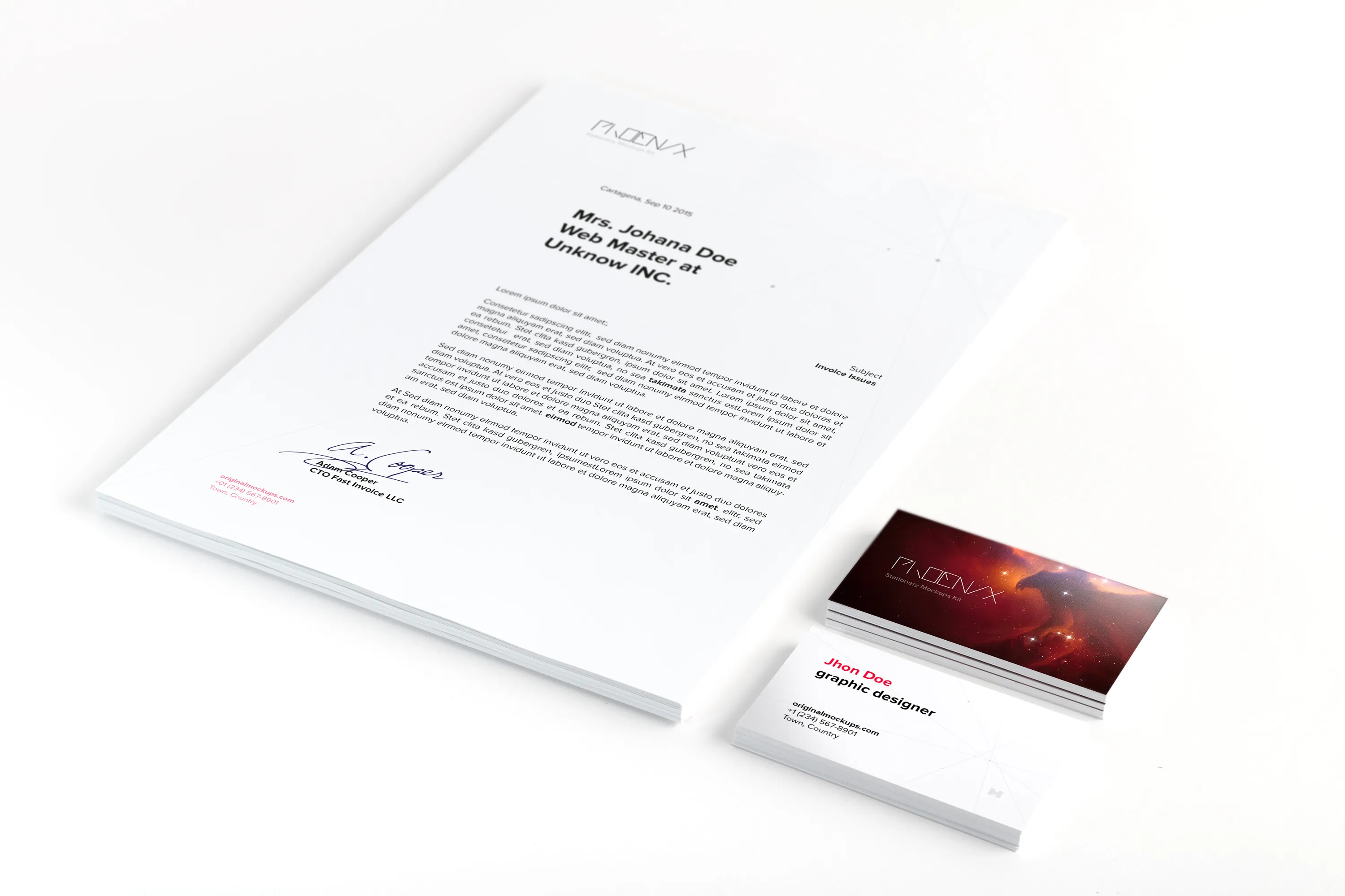 A4信纸信头＆名片设计印刷效果图样机01 A4 and Business Cards Mockup 01插图