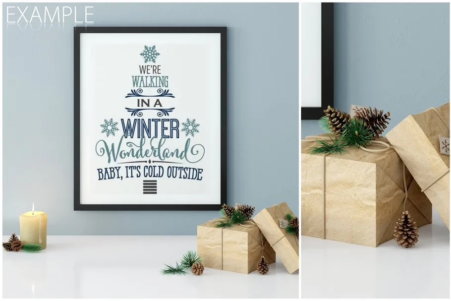 圣诞主题画框相框样机 Christmas Interiors Frame Mockup插图(13)