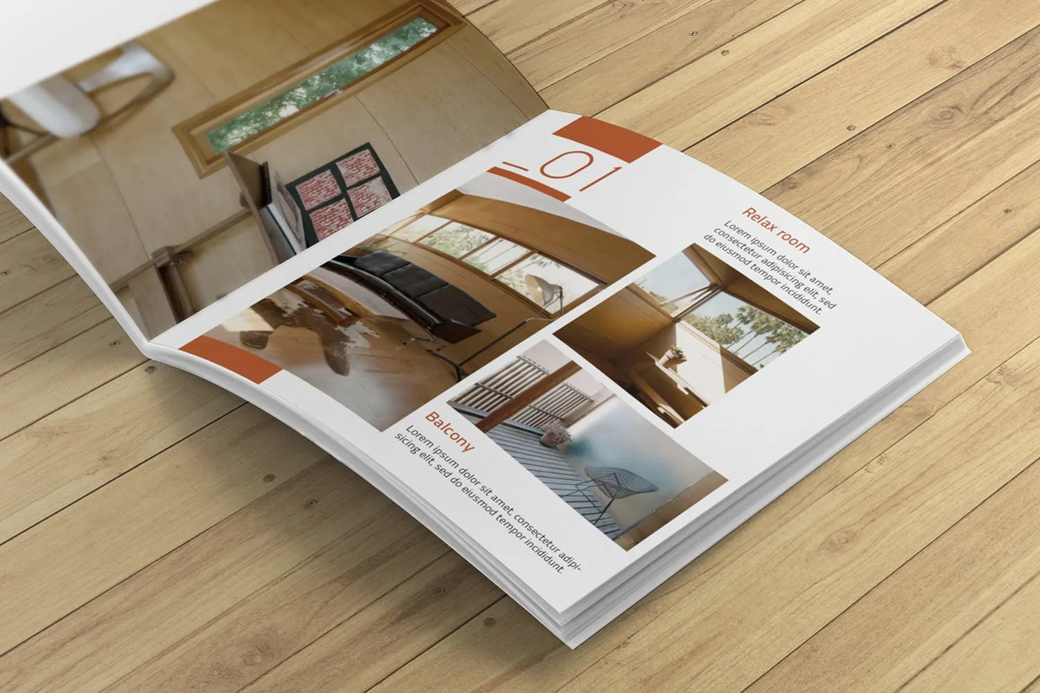 方形画册产品手册右页特写效果图样机素材库精选 Square Brochure Mockup Closeup on Right Page插图(2)