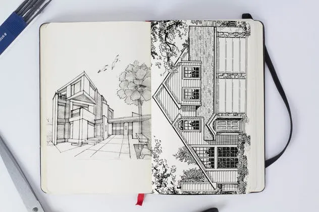 素描笔记本样机展示模板 Sketch Book Mock Up插图(1)