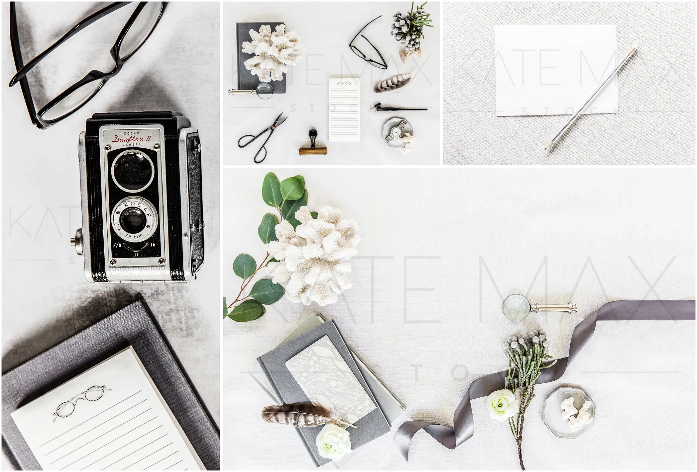 现代，干净和女性化品牌场景样机模板 Desk of a Traveler Stock Photo Bundl插图(1)