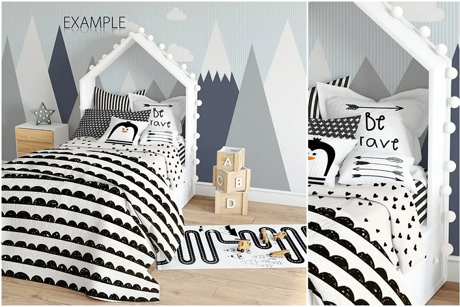 儿童室内织物样机模板 KIDS Interior Fabric Mockup Pack – 1插图(14)