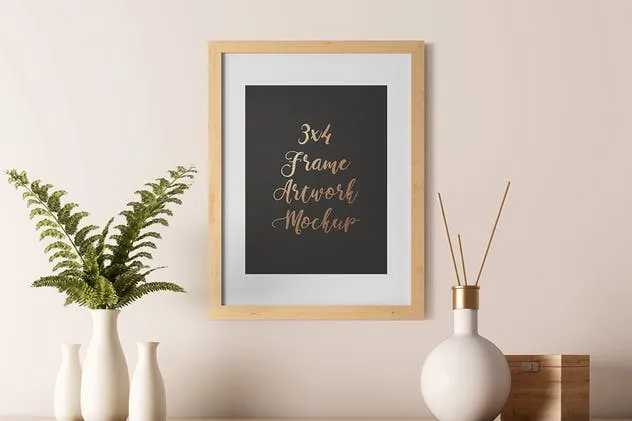 实木画框展示样机套装V3 Light Interior Frame Artwork Mockup – Set 3插图(1)