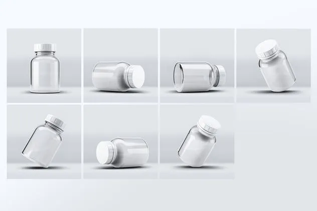 美容药品玻璃罐子瓶子样机 Pill Cosmetics Glass Bottle Mock-Up插图(4)