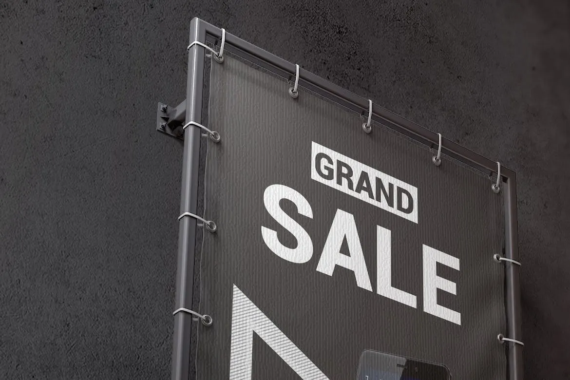 垂直户外广告横幅设计图样机模板 Vertical Outdoor Advertising Banner Mockup插图(6)