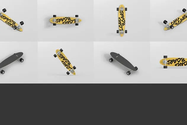 长滑板手绘图案设计样机模板 Skateboard Longboard Mockup插图(15)