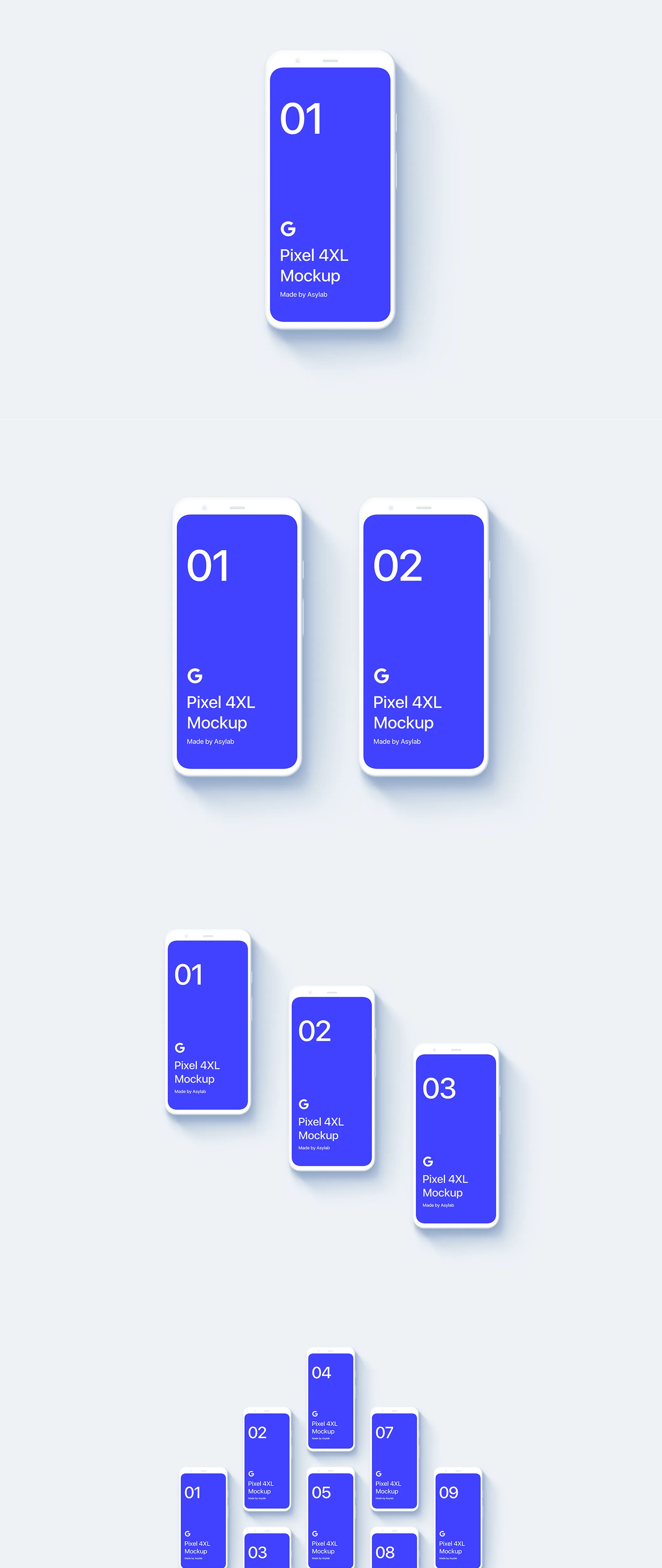 素材库下午茶：Google Pixel 4手机效果图黏土素材库精选样机模板插图(2)