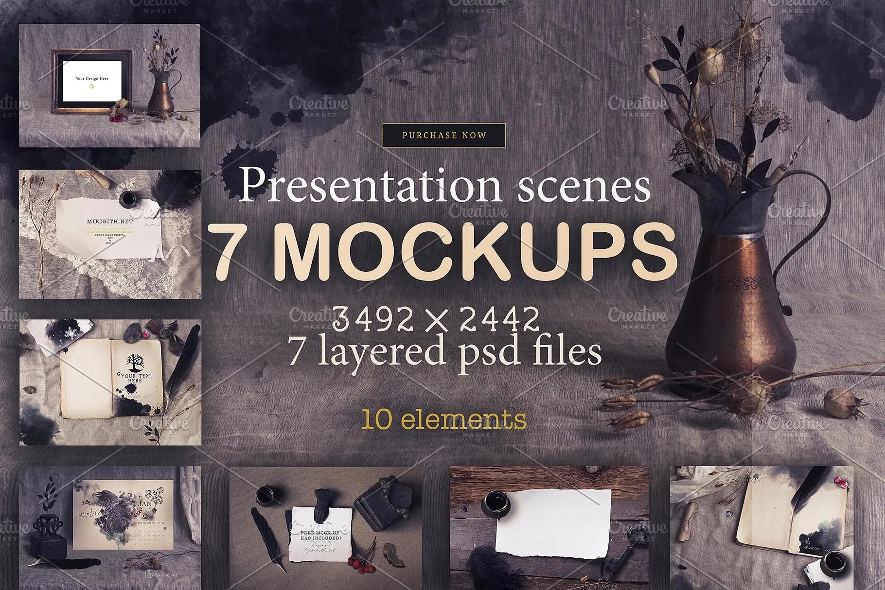 充满乡村风格的场景样机模板 Rustic Scense mockups插图