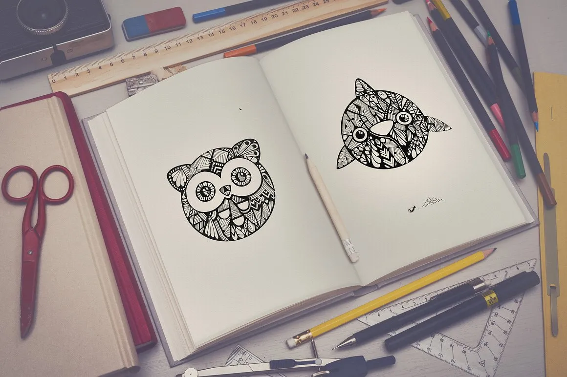 写生素描绘画作品展示样机 Sketchbook mock up set插图(2)