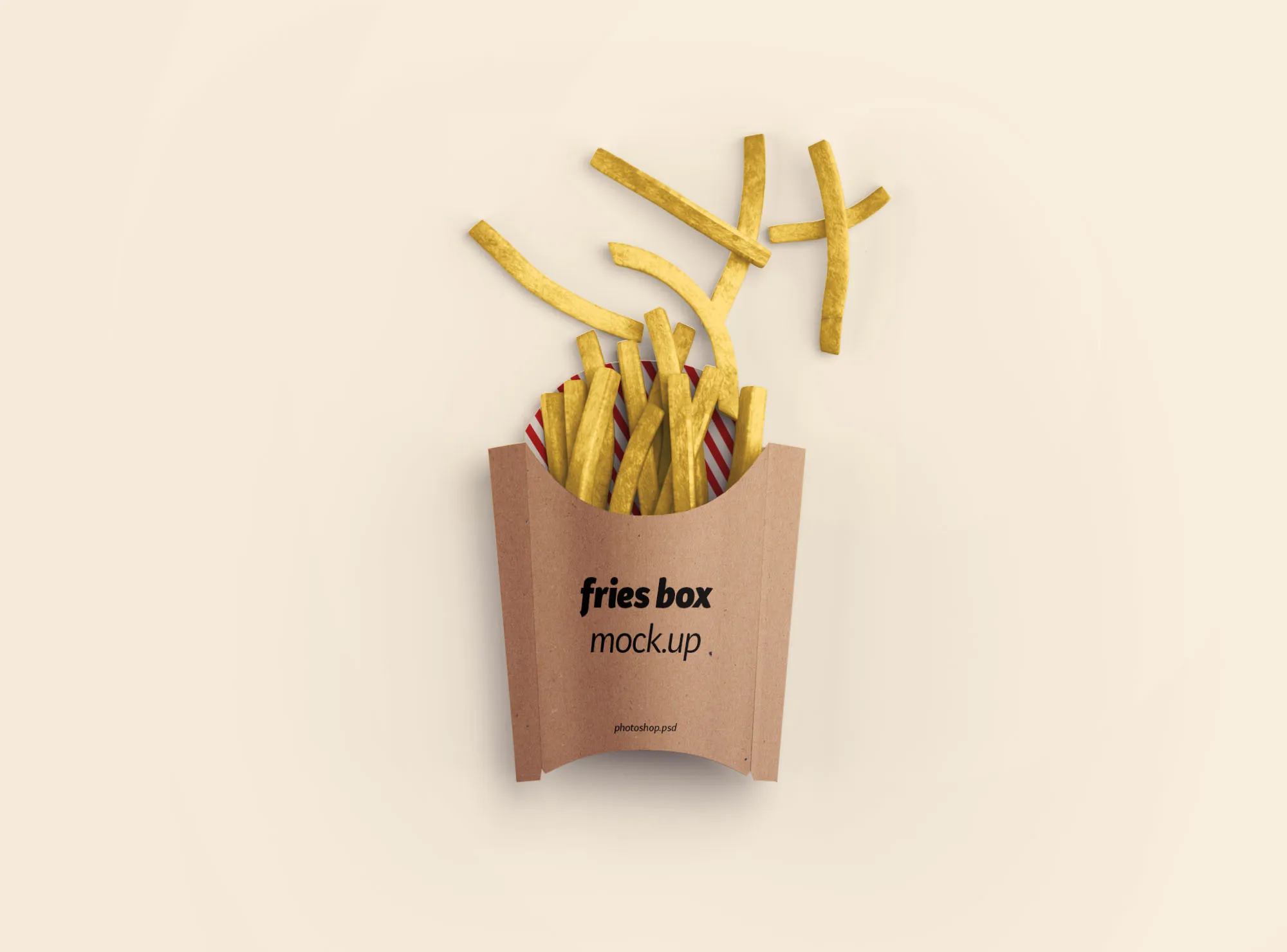 薯条食品包装盒设计样机模板 Fries Box Mockup