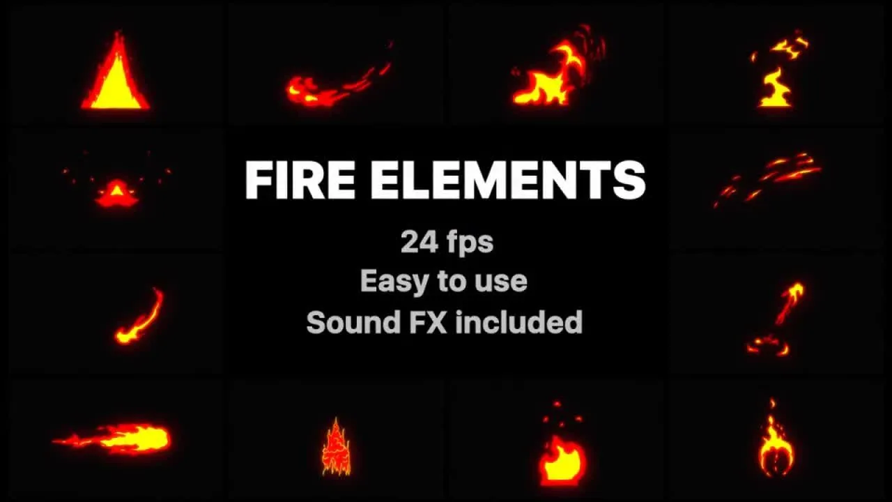 动画卡通火元素像素设计精选AE模板
