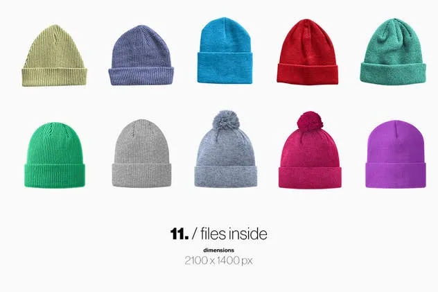 保暖针织毛线帽样机套装 Beanies Pack Mock Up插图(2)