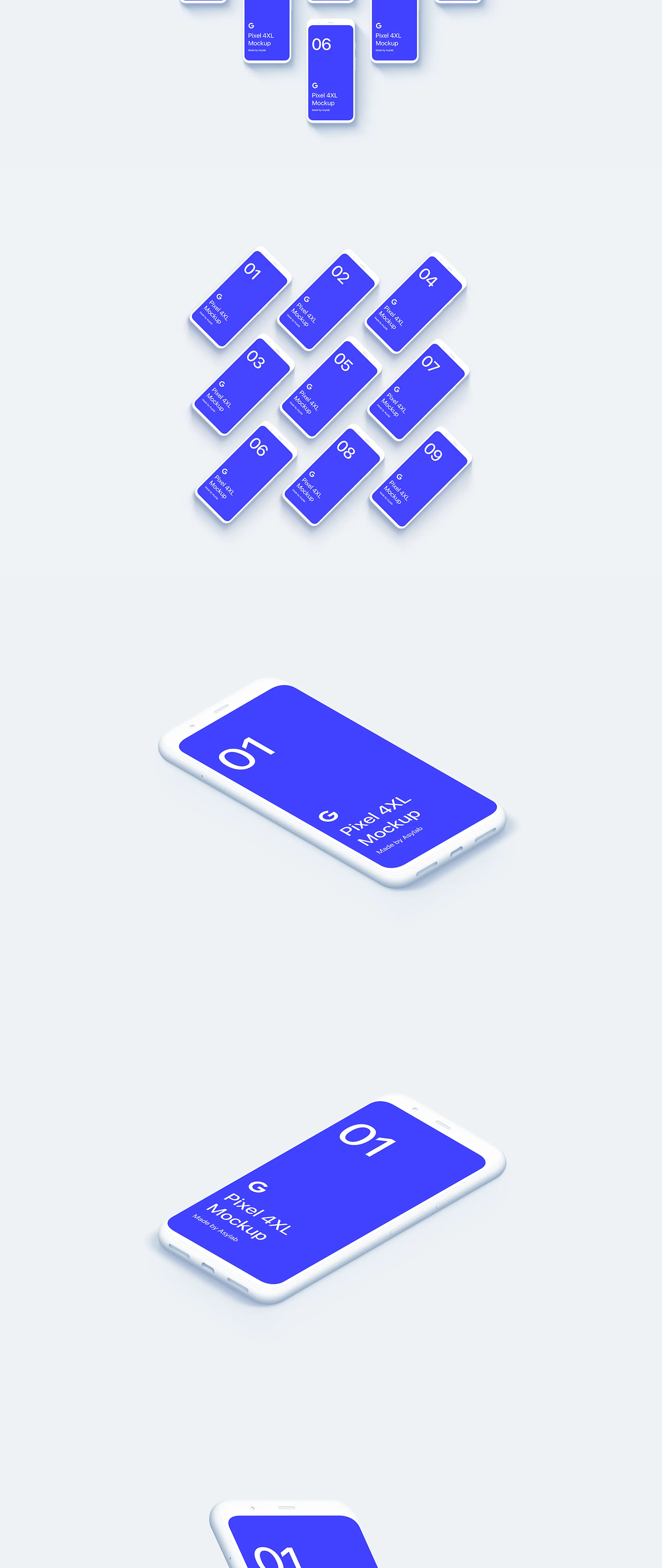 素材库下午茶：Google Pixel 4手机效果图黏土素材库精选样机模板插图(3)
