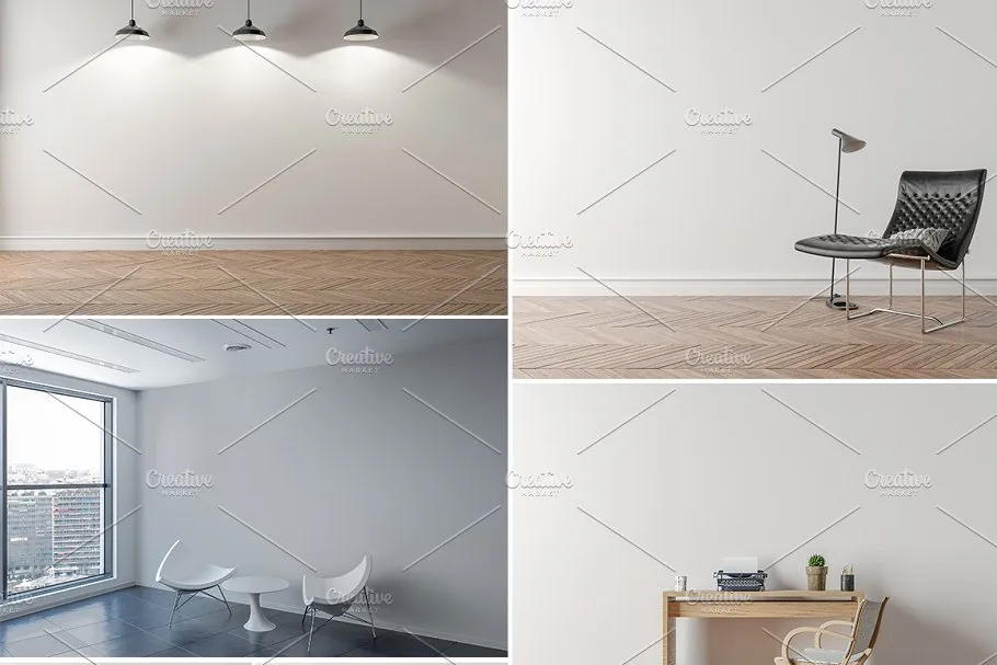 10款室内灯光墙纸墙艺术品场景样机 10 x Simple Interior Backgrounds 01插图(1)