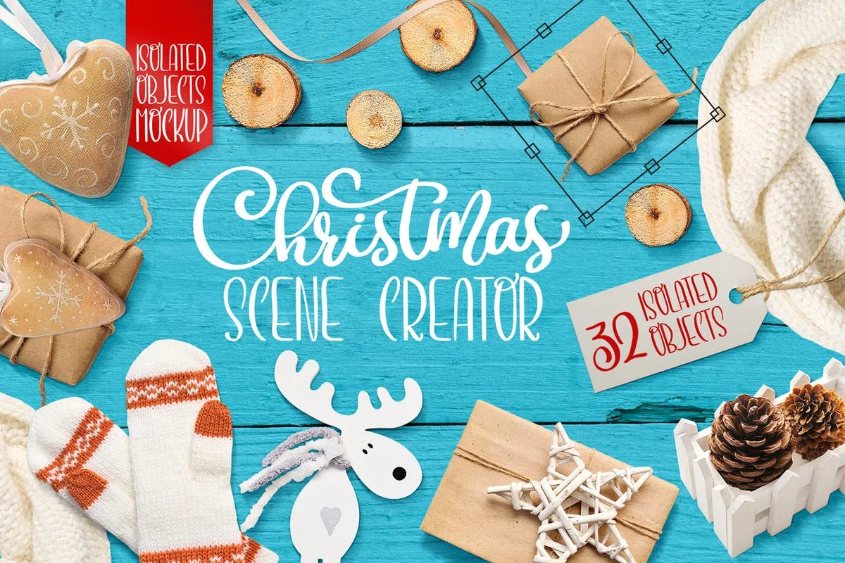 圣诞节节日氛围场景设计套装 Christmas scene creator, isolated items