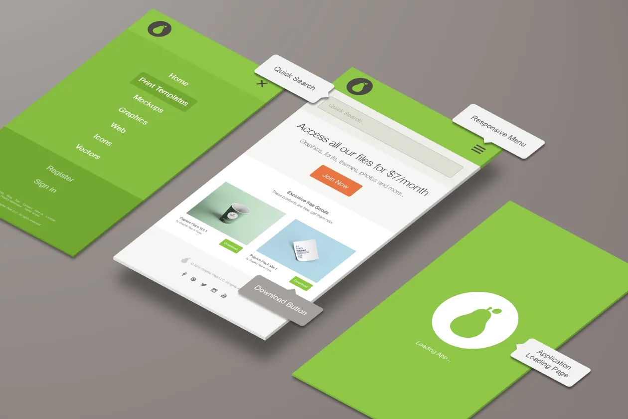 透视App屏幕演示UI设计样机插图