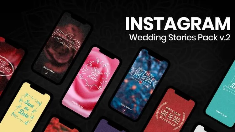 Instagram故事婚礼两部分像素设计精选AE模板