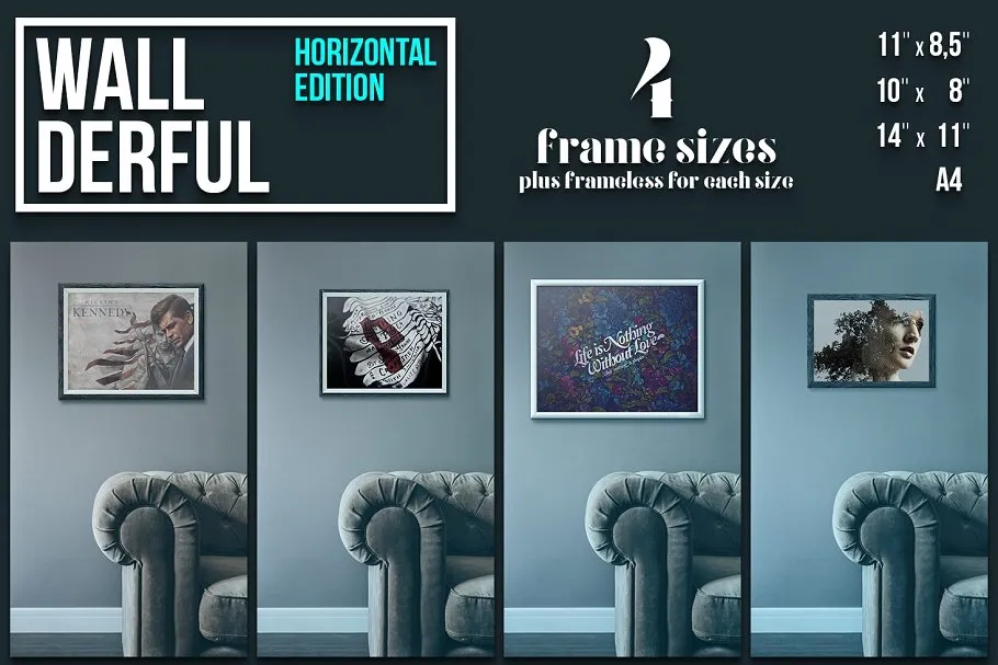 文艺场景相框画框样机合集 "Wallderful" – Horizontal Mockups插图(4)