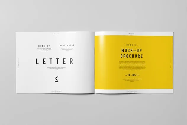 水平视觉画册样机模板 US Letter Horizontal Brochure Mock-up插图(5)