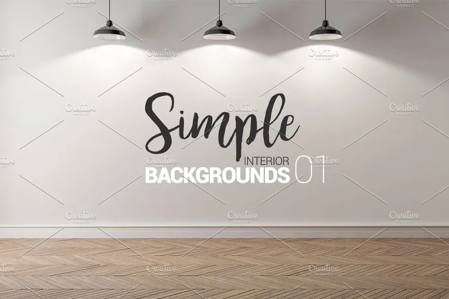 10款室内灯光墙纸墙艺术品场景样机 10 x Simple Interior Backgrounds 01插图