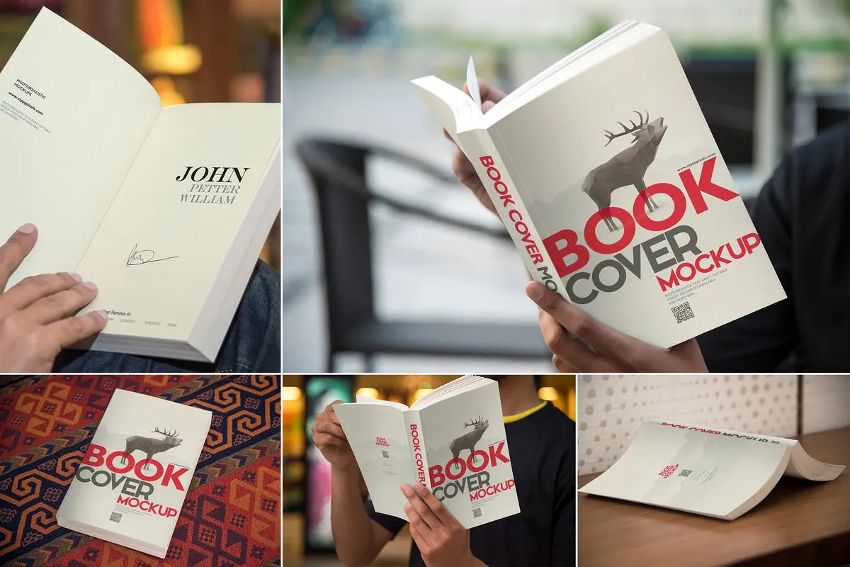 软皮书封面设计样机模板 Digest Size Book Mockups