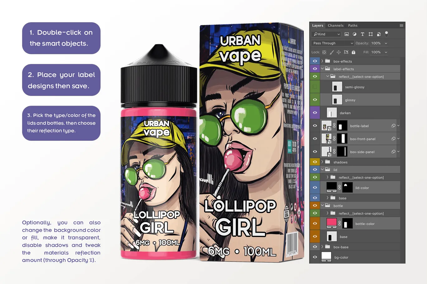 100ml电子烟油瓶外观设计预览样机 eLiquid Bottle Mockup v 100ml-C插图(6)
